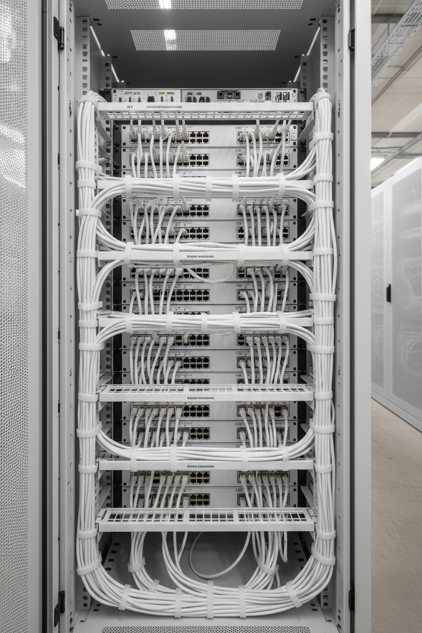 Rack de Cableado Estructurado - Cables Blancos