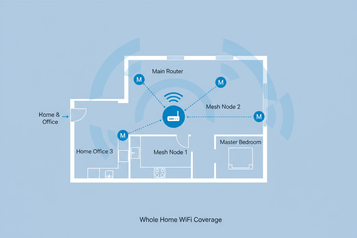 Red WiFi tipo nodos en domicilio